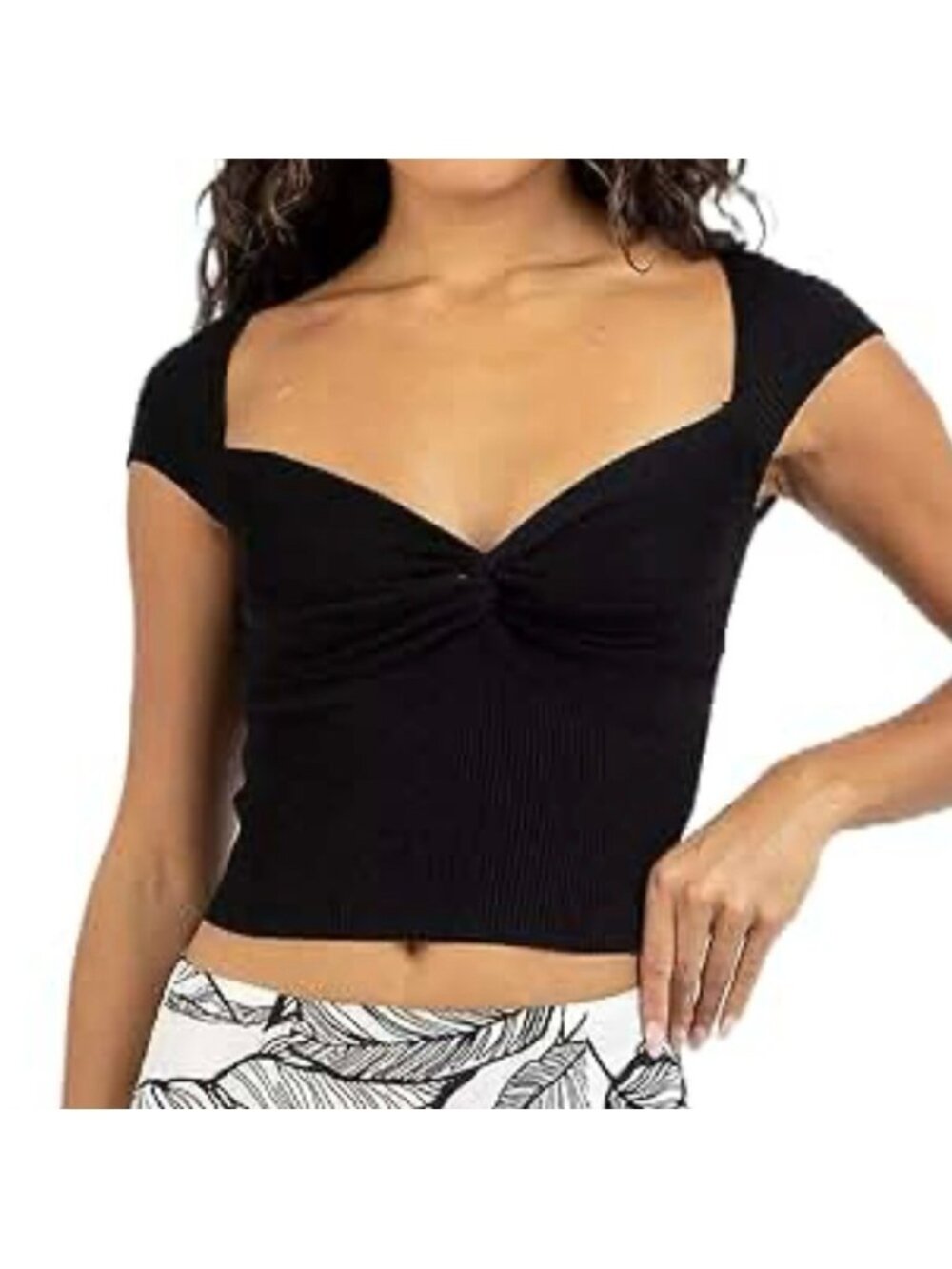 Black Front Twist Women's Top